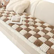 Funnyfuzzy Cream-Coloured Large Plaid Square Pet Mat Bed Couch Cover, Funny Fuzzy Pet Couch, Magic Sofa Couch Covers for Pets (Color : Dark Brown, Size : 27.5 * 82.6 in)