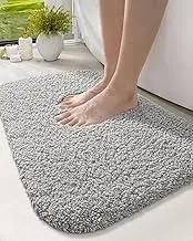 DEXI Bathroom Rug Mat, Extra Soft and Absorbent Bath Rugs, Washable Non-Slip Carpet Mats for Shower Room Floor, Tub, 24"x16", Grey