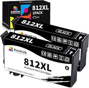 [Hookink] 812XL Ink Cartridges 2-Pack, Compatible for Epson 812XL Black Ink Cartridges for Workforce Pro WF-3820 WF-3825 WF-4830 WF-4835 New Upgraded Chips (2 Black)