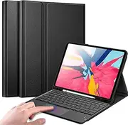 TouchPad Keyboard Case for iPad Pro 12.9" 2017/2015, Magnetically Wireless Detachable Bluetooth Keyboard Cover with Pencil Holder for iPad Pro 12.9 1st / 2nd Gen, Black