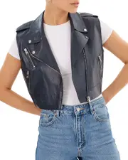 Lamarque Amalia Leather Moto Vest