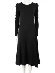 Black Button Skirt Detail Dress