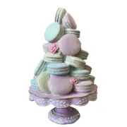 Sweet Treats Pastel Macarons on a Pedestal Stand 16in Easter Holiday Decor NEW