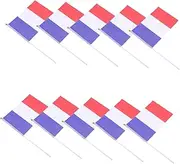COHEALI 25pcs Miniature French Flag with Pole Small Desk Flag for Office Classroom and Fade Resistant Polyester Decoration