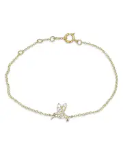 Moon & Meadow 14K Yellow Gold Hummingbird Diamond Bracelet, 0.12 ct. t. w.