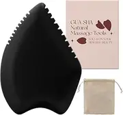 Gua Sha Massage Tool, Black Bianstone Guasha Board for Face & Body, Natural Jade Stone Gua Sha Facial Tool, Face Massager for Traditional Acupuncture Therapy, Daily Anti-Aging Health & Skin Care Tool