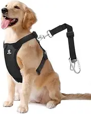 VavoPaw Dog Vehicle Safety Vest Harness, Adjustable Soft Padded Mesh Car Seat Belt Leash Harness with Travel Strap and Carabiner for Most Cars, Size Extra Large, Black