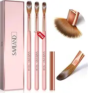 SAVILAND 3PCS Acrylic Nail Brush Set - Size 8/10/14 3A+ Superior Nylon Acrylic Nail Brushes for Acrylic Application, Pink Handle Professional Acrylic Powder Brushes for Nails Extension & 3D Nail Carving