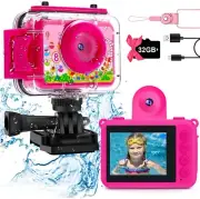 GKTZ Kids Waterproof Camera - Underwater Camera - ROSE RED
