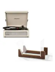 Voyager Bluetooth Portable Turntable - Dune + Bundled Crosley Record Storage Display Stand