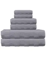 DePera Home Waffle Terry Set Of 6 Turkish Towels Silver