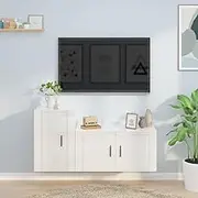 Generic 2 Piece TV Cabinet Set High Gloss White Engineered Wood,Furniture,TV mounts & TV Units