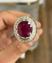 Natural Afghanistan Ruby Ring Beautiful Ruby Stone with Turkish Design Silver