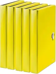 Leitz Recycle 46240015 A4 Project Folder, Pack of 5, for 250 Sheets, High-Quality Document Tray Sorted by A-Z, Plastic, 100% Recyclable, Environmentally Friendly, Recycle Series, Yellow,