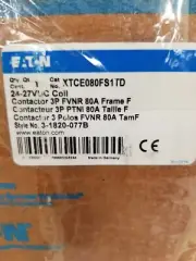 Eaton XTCE080FS1TD Contactor 3 pole FVNR 80A Frame F 24-27 VDC Coil
