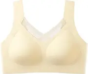 [Gaexia] Women's Seamless Bra Comfortable Wireless Bra Mesh Bralettes Adjustable Straps Everyday Bra Padded Back Smoothing Bras