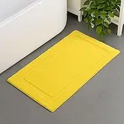 Feblilac Pure Bath Mat Soft Non-Slip Bathroom Mats Water Absorbent Bathroom Rug Machine Washable Shower Floor Mats (Yellow)