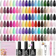 beetles Gel Polish 44 PCS Gel Nail Polish Set 36 Colors Gel Nail Polish with Base Coat Glossy Matte & Glitter Gel Top Coat Neon Orange Jelly Blue Nude Vivid Seasons Collection Gifts for Women