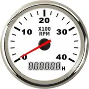 SKMWLMRAJ 6000 8000 RPM Tachometer Tacho Meter Gauge Hourmeter 12V/24V 85mm Toerenteller 12v Hour Meter Sensor for Marine Boat Car Truck Automobile Tachometer(4000 RPM WS)