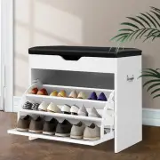 Shoe Rack Cabinet Bench 3-tier 15 Pairs White Storage Organizer Entryway F 36-WH