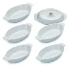 Porcelain Mini Casserole Dish Oval (6pc Set). Cauliflower Au Gratin Baking Di...