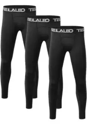 3 Telaleo Boys Youth Compression Leggings Pants Base Layer for Running Sports L