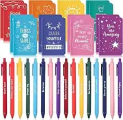 Funrous 32 Pcs Motivational Quote Pens Inspirational Notepads Mini Journal with Ballpoint Pen Small Notebooks Gift Set for Men Women Coworkers, Adult Party Favors Prizes Gift Bulk(Minimalistic)