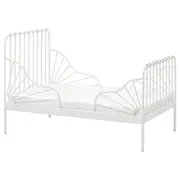MINNEN ext bed frame with slatted bed base, white, 91x190 cm