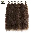 Curly Hair Extensions Long Synthetic Jerry Curly Bundles Ombre Blonde Fake Hair