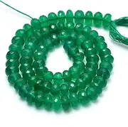 [Jaipur Gems Mart] AAA+ Natural Green Onyx 5mm-6mm Faceted Rondelle Beads ~ Green Onyx Semi Precious Gemstone Loose Rondelle Beads for Jewelry ~ 13inch Strand, Gemstone, Green Onyx