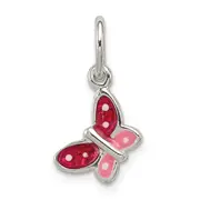 Sterling Silver Polished Enamel Butterfly Charm