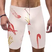 [VBFOFBV] Men's Printed Jammer Swimsuit Swim Shorts, Flamingo Tropical Leaves Splash Ink Art Modern