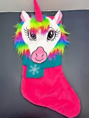 NWT UNICORN CHRISTMAS STOCKING COLORFUL SCARF MANE RAINBOW 20 INCH