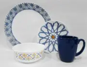 ❤️ 16-pc Corelle AMALFI AZUL DINNERWARE SET Plate Bowl Mugs *Mediterranean Tiles