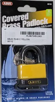 ABUS 70/45 C All Weather Solid Brass Padlock Keyed Different Yellow