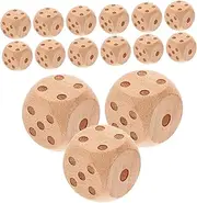 KICHOUSE Rounded Corner 20pcs Wooden Dice Cube Dice Prop for Tabletop Games DIY Paintable Numbers Party Toy
