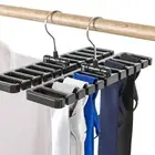 (Black)Multifunction Tie Rack Hanger Rotating Hook Belt Holder Closet Ties US