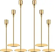 Candlestick Holders Gold Candle Stick Candle Holder Tall Taper Candle Holder for Home Decor, Wedding, Dinning, Party, Anniversary, Fits 3/4 Inch Thick Candle&Led Candles(Set of 6)