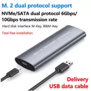 M.2 NVME NGFF Dual Protocol SSD USB Type C 10Gbps Enclosure Hard Disk HDD Box
