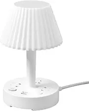 White Lamp for Girls Bedrooms - Modern Small Table Lamp for Bedroom, Bedside Nightstand, Nursery, Cute Kids Lamp with USB Charging Port