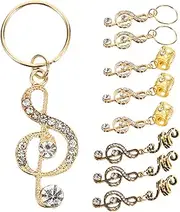 [IWOWHERO] Metal Hair Ring Set 9pcs Boys and Girls Braid Jewelry Music Note Hair Charms for Boys and Girls Adults