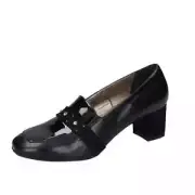 Women's Shoes CONFORT 39 Eu Court Shoes Black Leather Paint EZ410-39