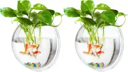 2Pcs 9In Wall Fish Tank, 0.5 Gallon Wall Fish Bubble Hanging, Wall Fish Bowl Cle