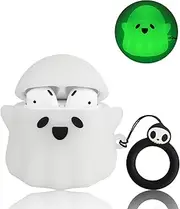 Compatible with AirPods Case Cover, Luminous Cute Ghost Case Designed for Airpods 2nd & 1st, Soft Silicone Anime Funny 3D Cartoon Apple AirPods 2/1 Case for Women Men Kids Teens Girls Boys
