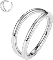 [ZAULER] Double Hoop Nose Ring - 316L Stainless Steel Septum Piercing Jewelry Septum Clicker Lip Rings Cartilage Earring Helix Rook Tragus 6/8/10/12mm