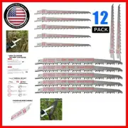9" & 6" Wood Pruning Saw Blades - 12 Pack CRV Durable Set for Reciprocating Saws