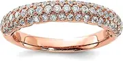 [JewelryWeb] 925 Sterling Silver Polished Prong set Pink Plated With CZ Simulated Diamond Ring Size 7 4mm Wide Band Style-Ring for Women