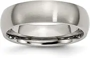 [JewelryWeb] Titanium Half Round Engravable 6mm Brushed Band Ring Jewelry Gifts for Women - Ring Size Options Range: J to Z