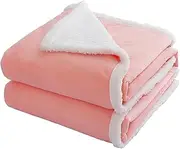 Weavercozy Waterproof Dog Blanket, Washable Sherpa Fleece Small Cat Blanket for Couch Protection, Soft Plush Reversible Pet Throw Furniture Protector, 152x203cm, Pink