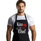Kiss the Chef Apron Gift for MenAdjustable Grilling Cooking Aprons with 2 Poc...